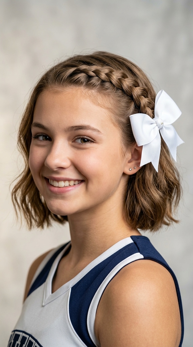 Side French Braid with Bow