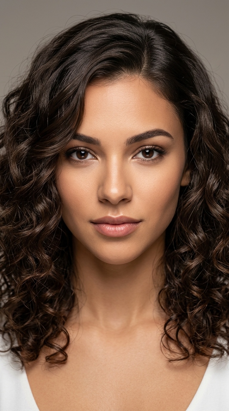 Side Part with Curls for Heart Faces