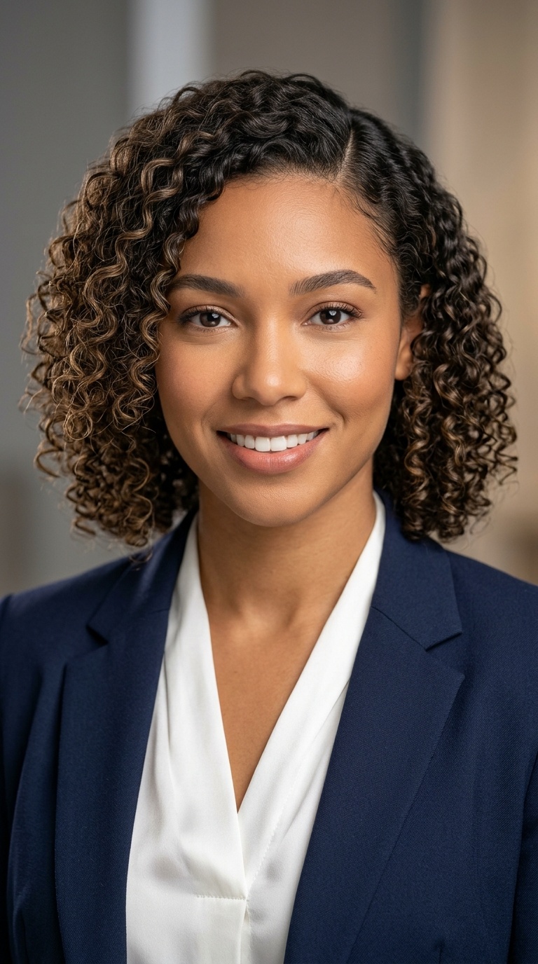 Side Part with Tamed Curls