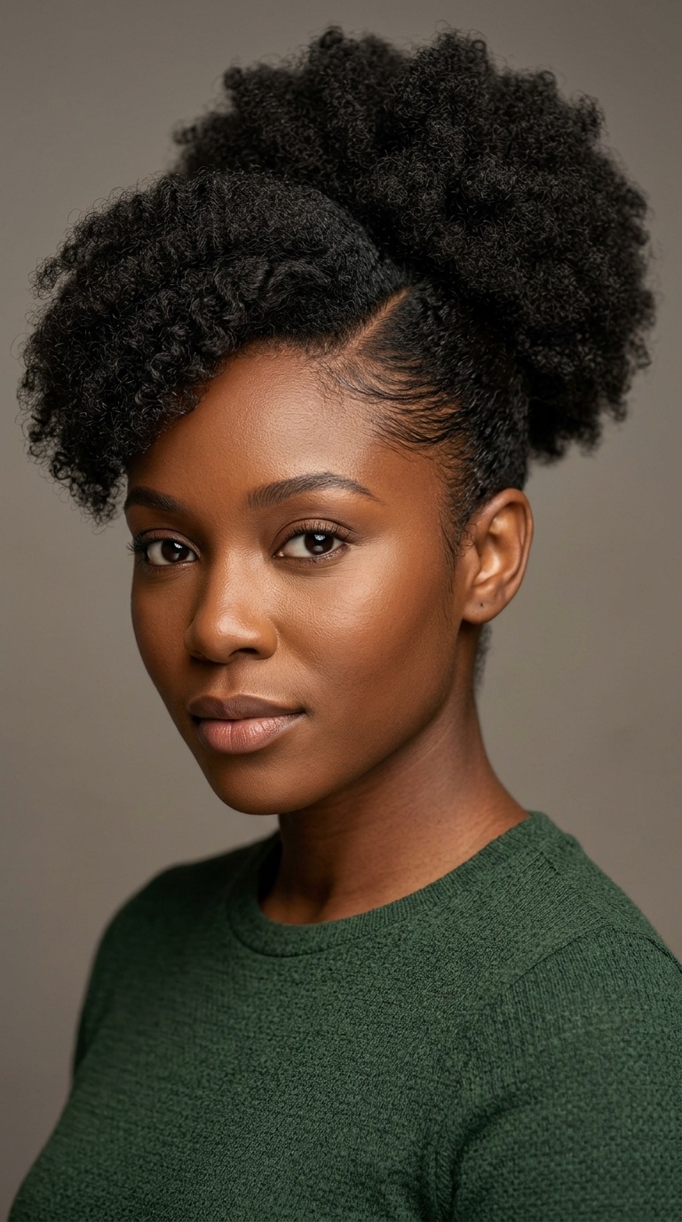 Side-Parted Afro Puff