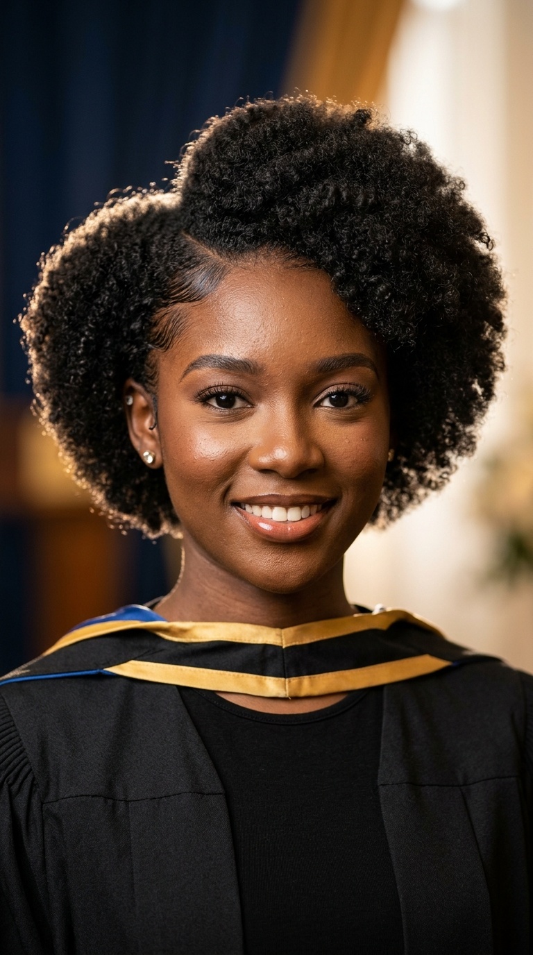 Side-Parted Afro with Laid Edges