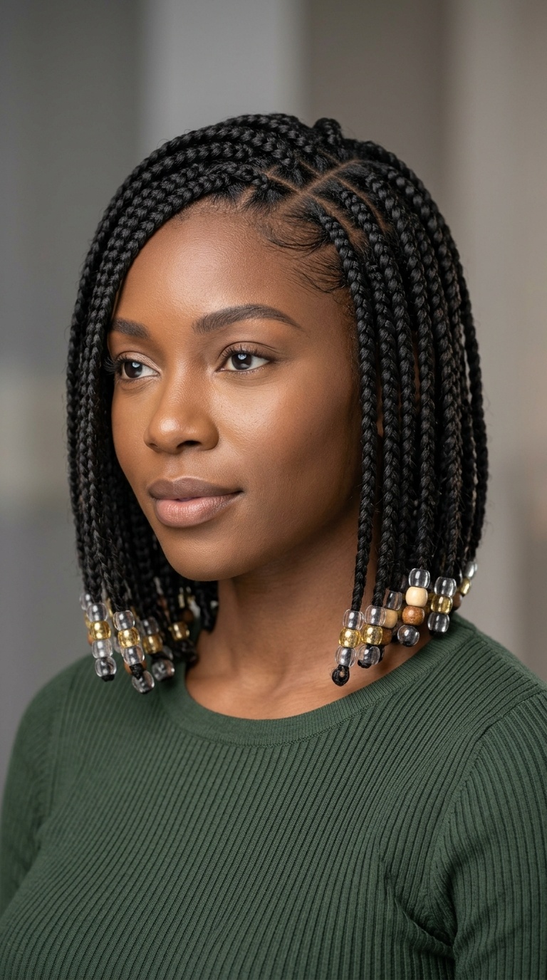 Side-Parted Chin Length Braids