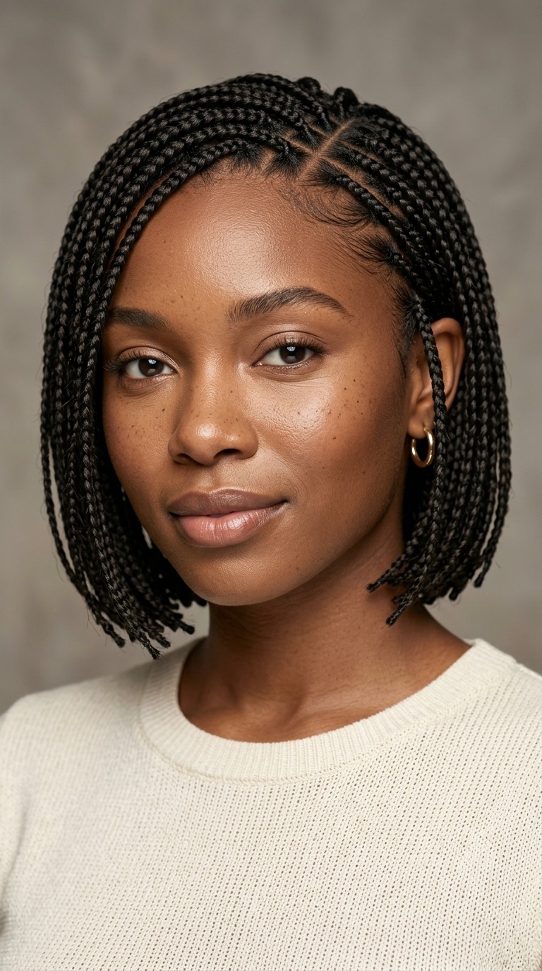 Side-Parted Chin-Length Braids