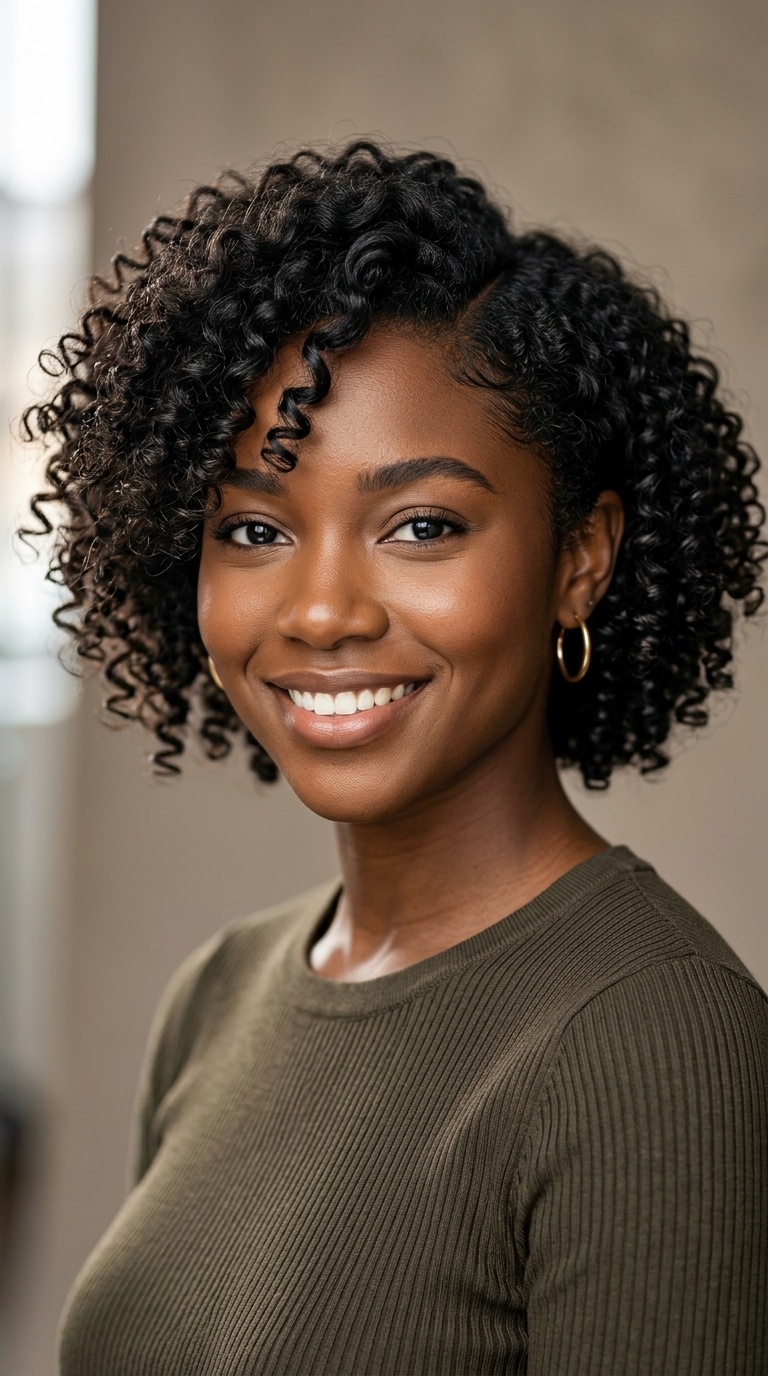 Side-Parted Curly Crop