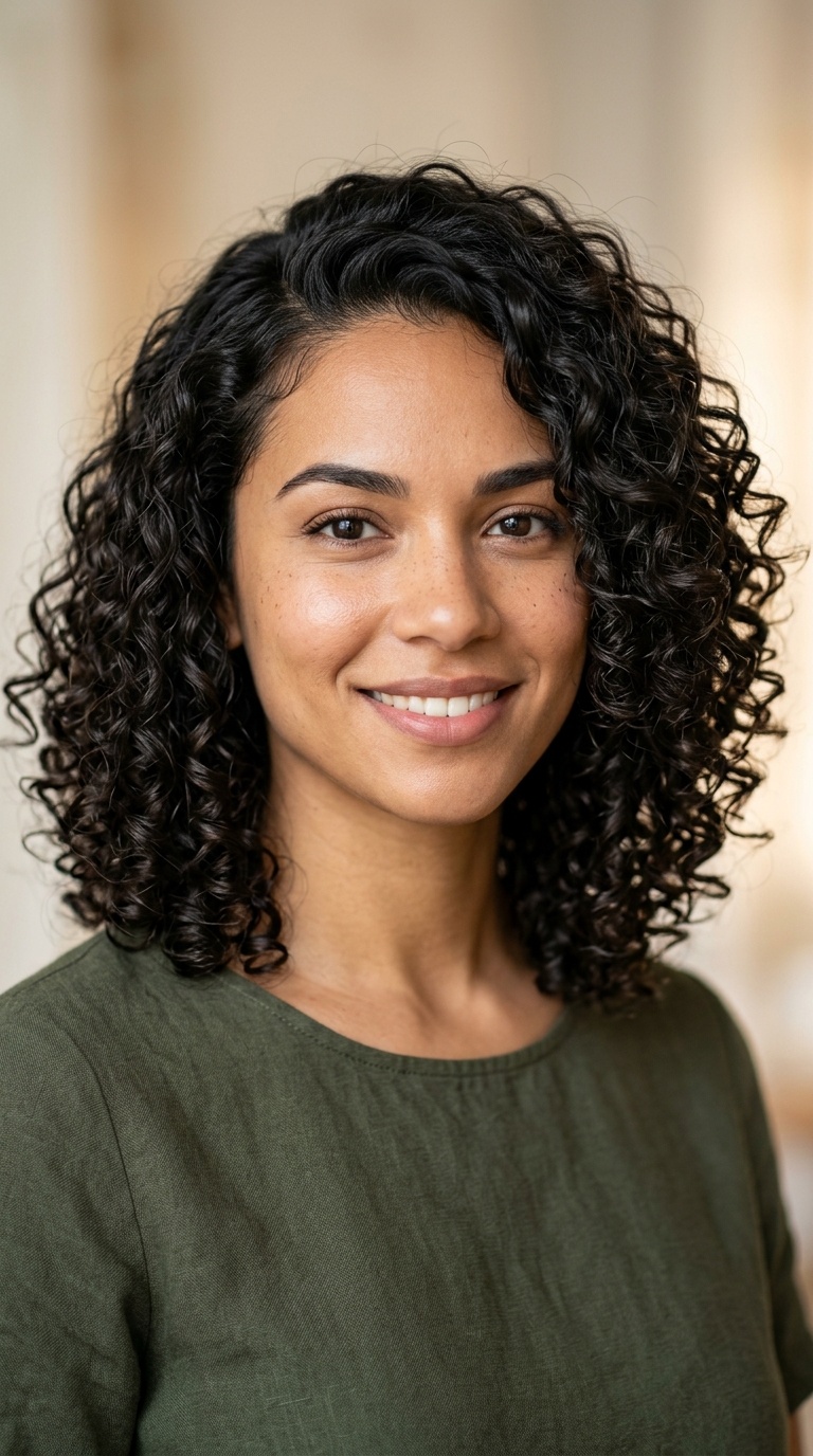 Side-Parted Curly Lob