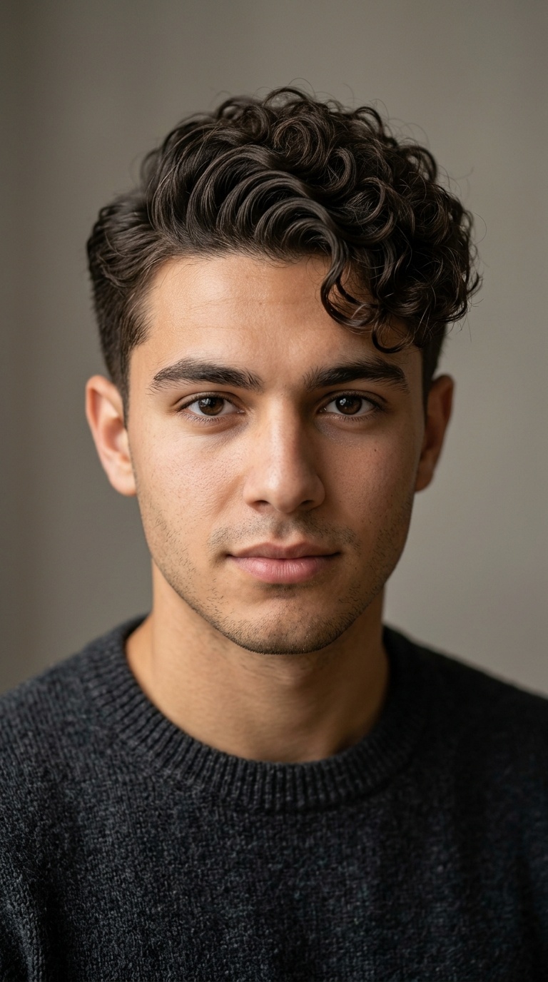 Side-Parted Curly Quiff