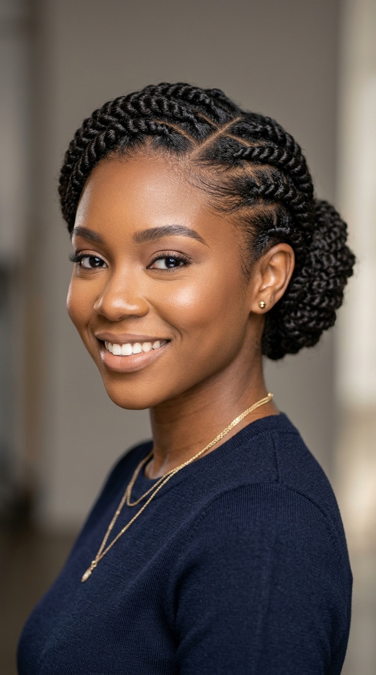 Side-Parted Flat Twists