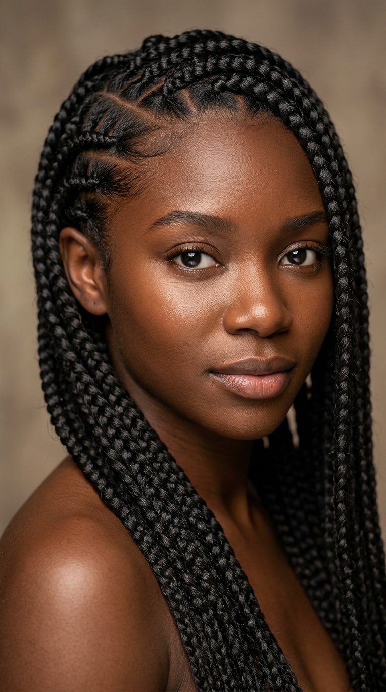 Side-Parted Goddess Braids