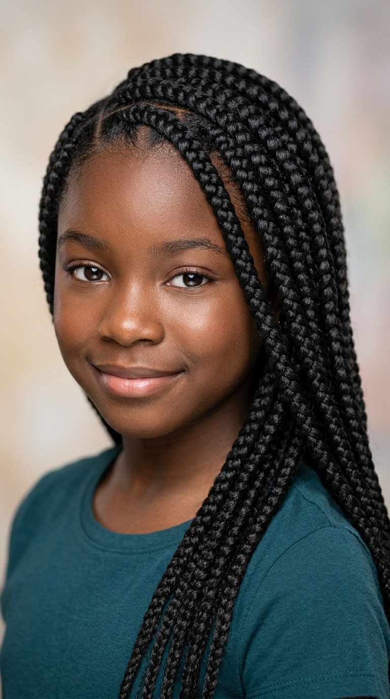 Side-Parted Jumbo Braids