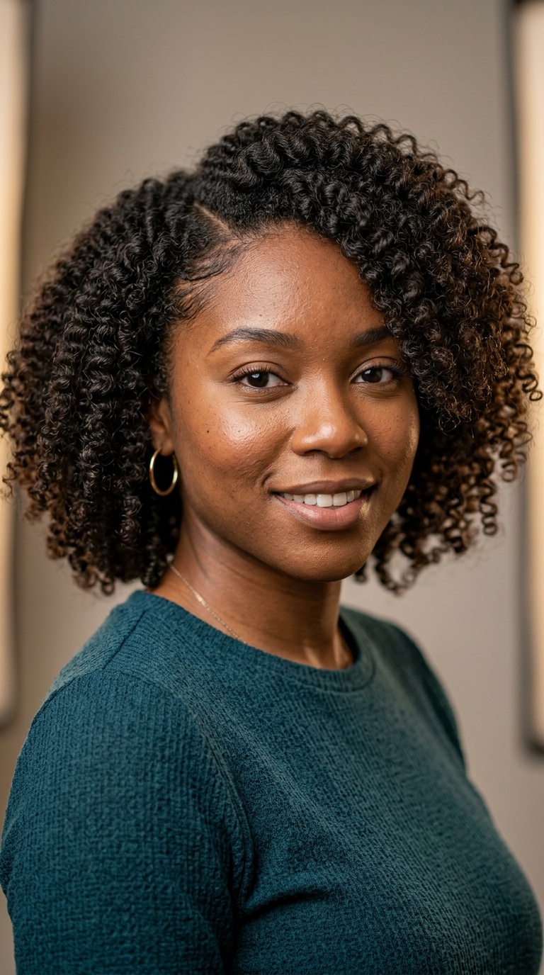 Side-Parted Kinky Curly Bob