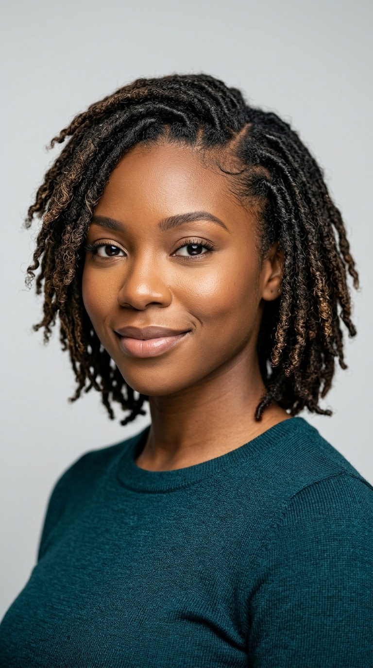 Side-Parted Layered Locs