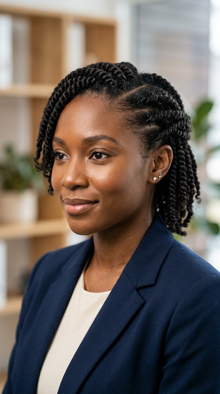 Side-Parted Low Two-Strand Twists