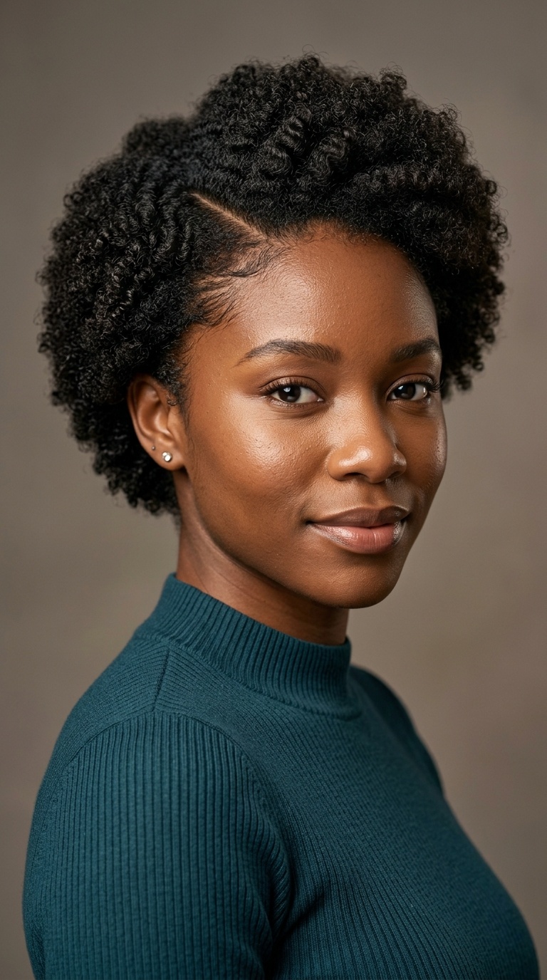 Side-Parted Mini Afro