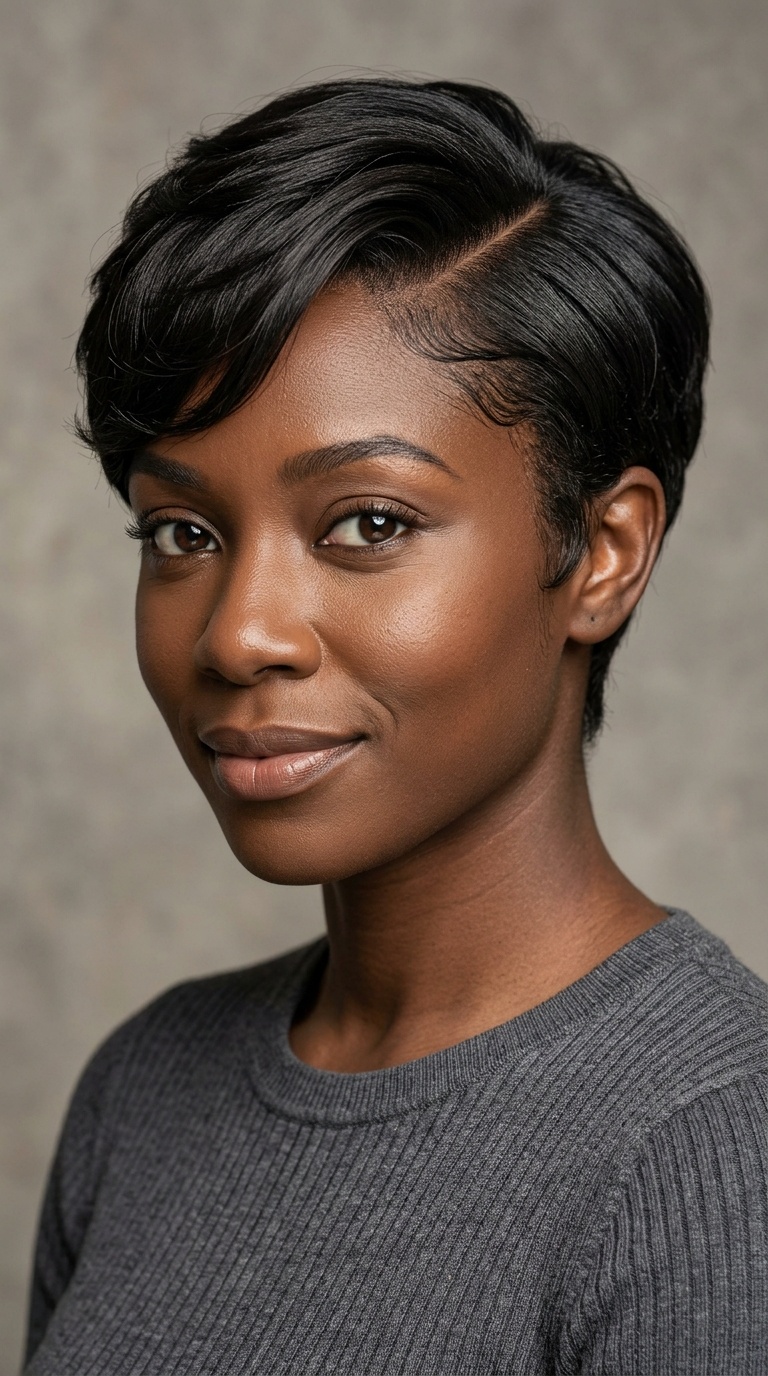 Side-Parted Pixie Cut Weave