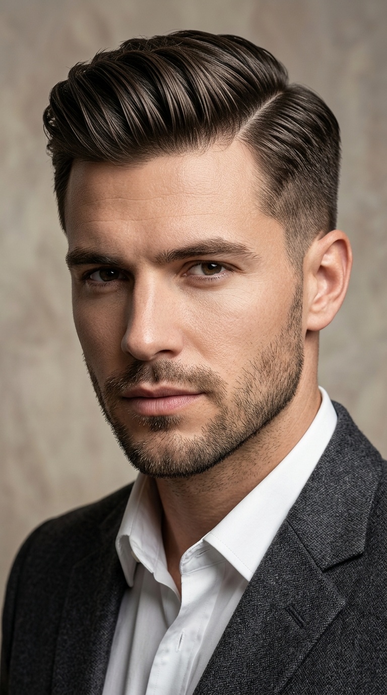 Side-Parted Pompadour