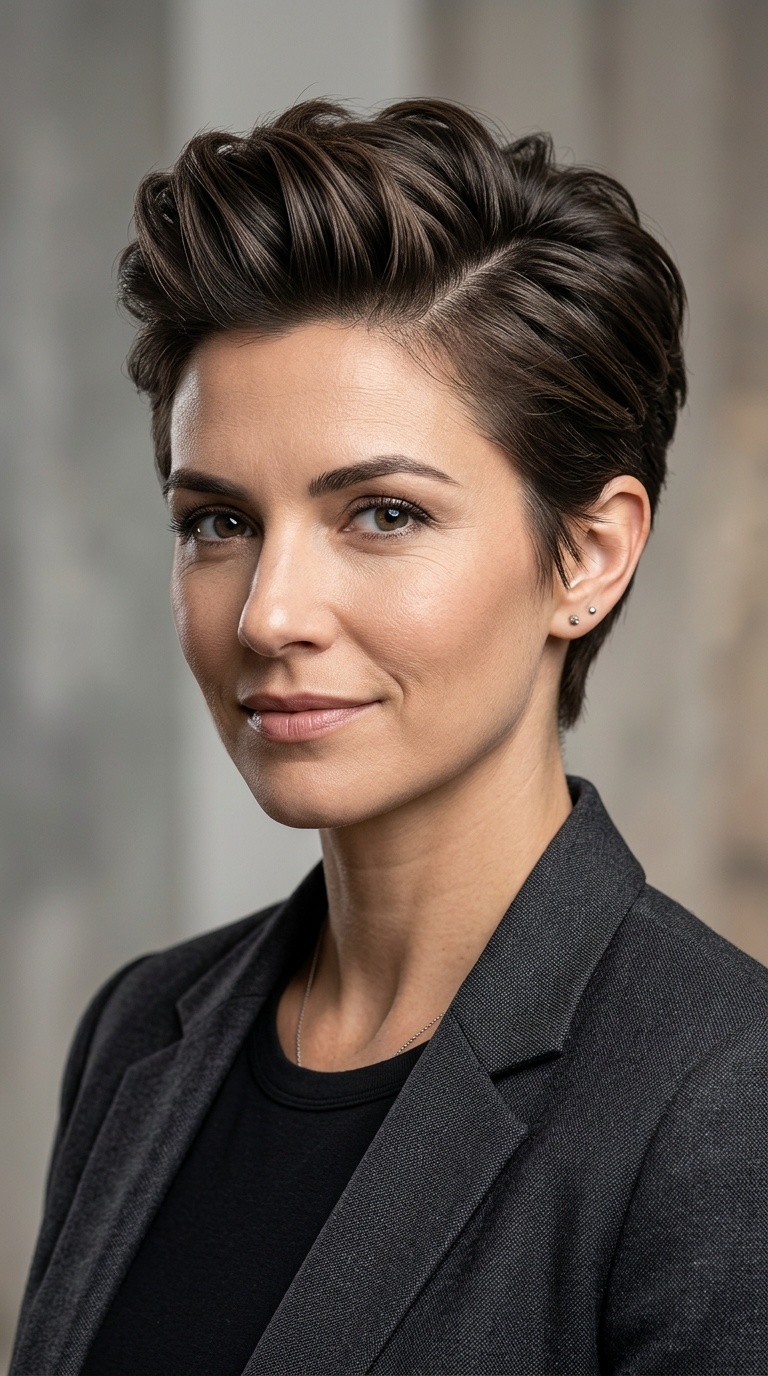 Side-Parted Pompadour