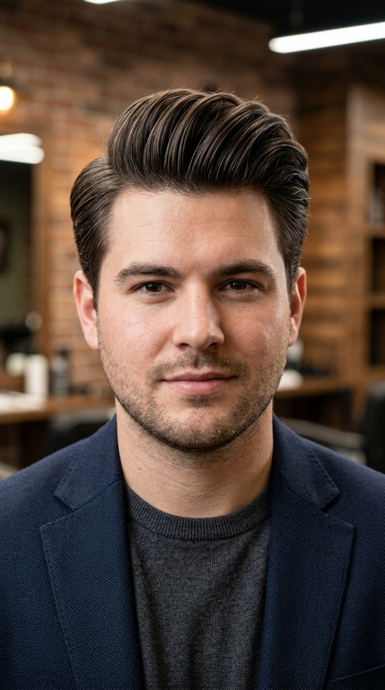 Side-Parted Pompadour