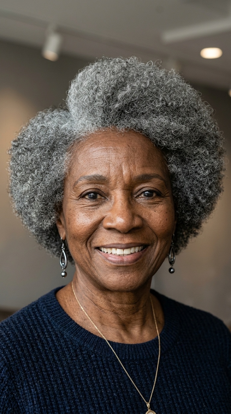 Side-Parted Rounded Afro