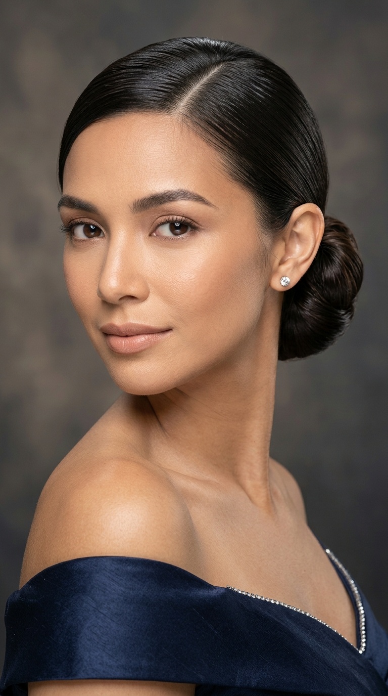 Side-Parted Sleek Bun
