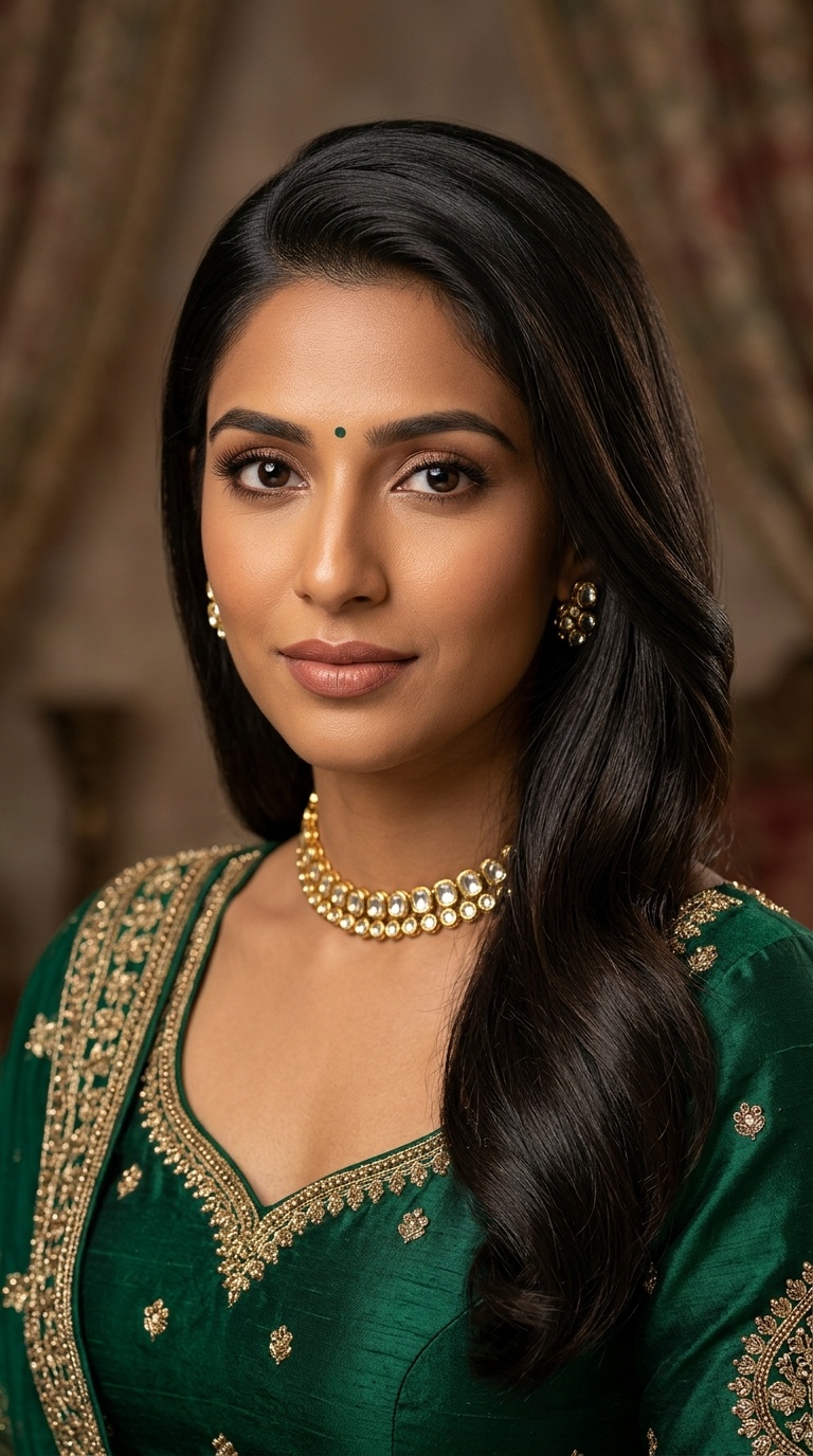 Side-Parted Sleek Open Hair