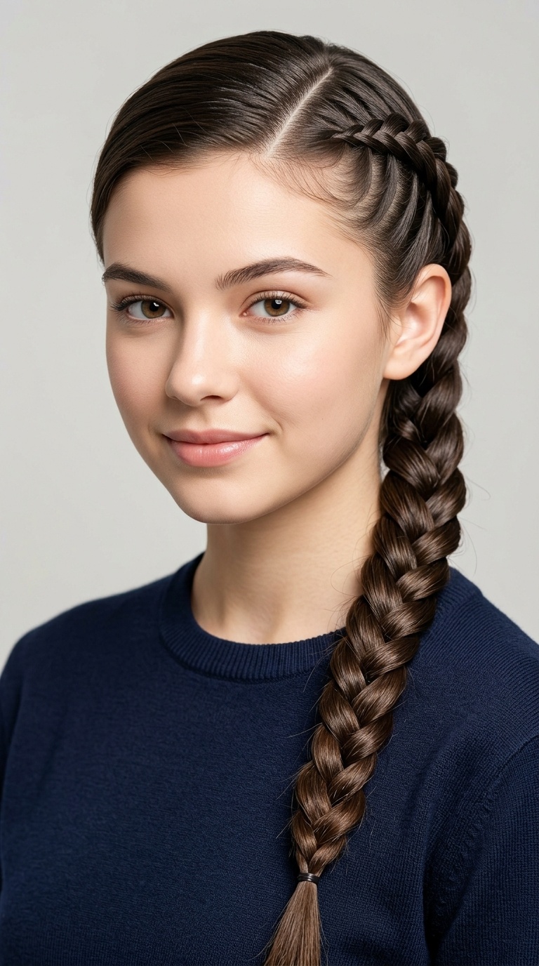 Side Parted Snake Braid