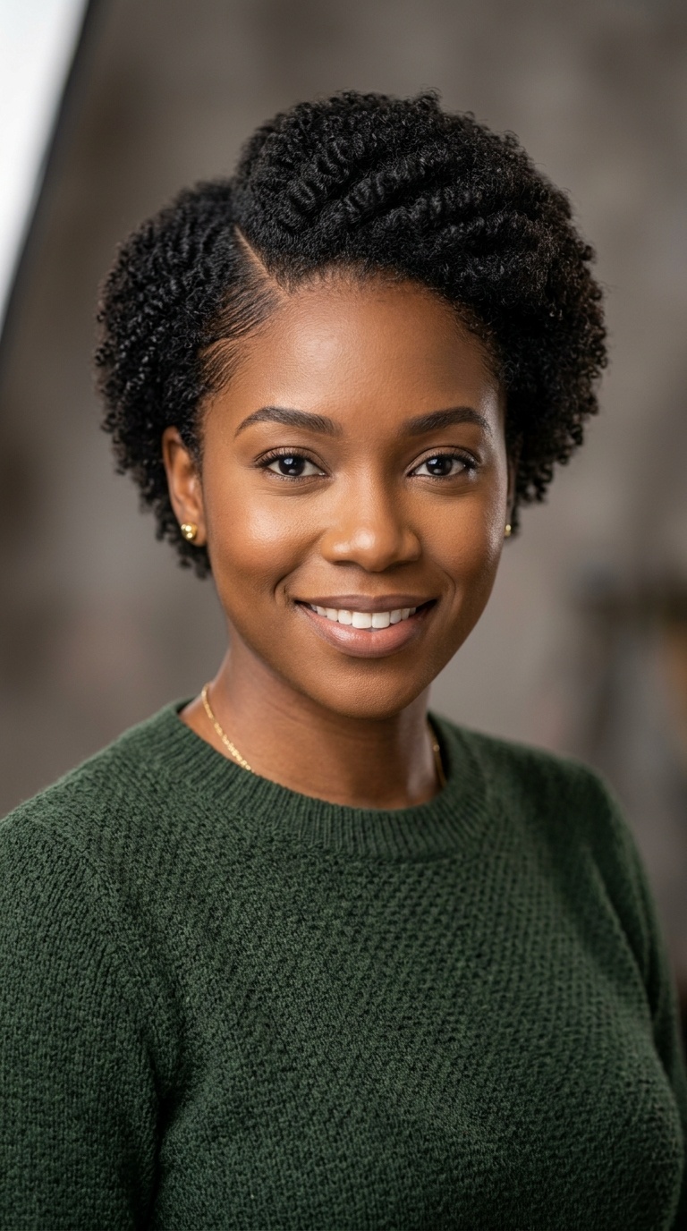 Side-Parted Teeny Weeny Afro (TWA)