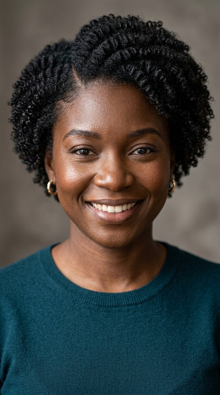 Side-Parted Teeny Weeny Afro (TWA)