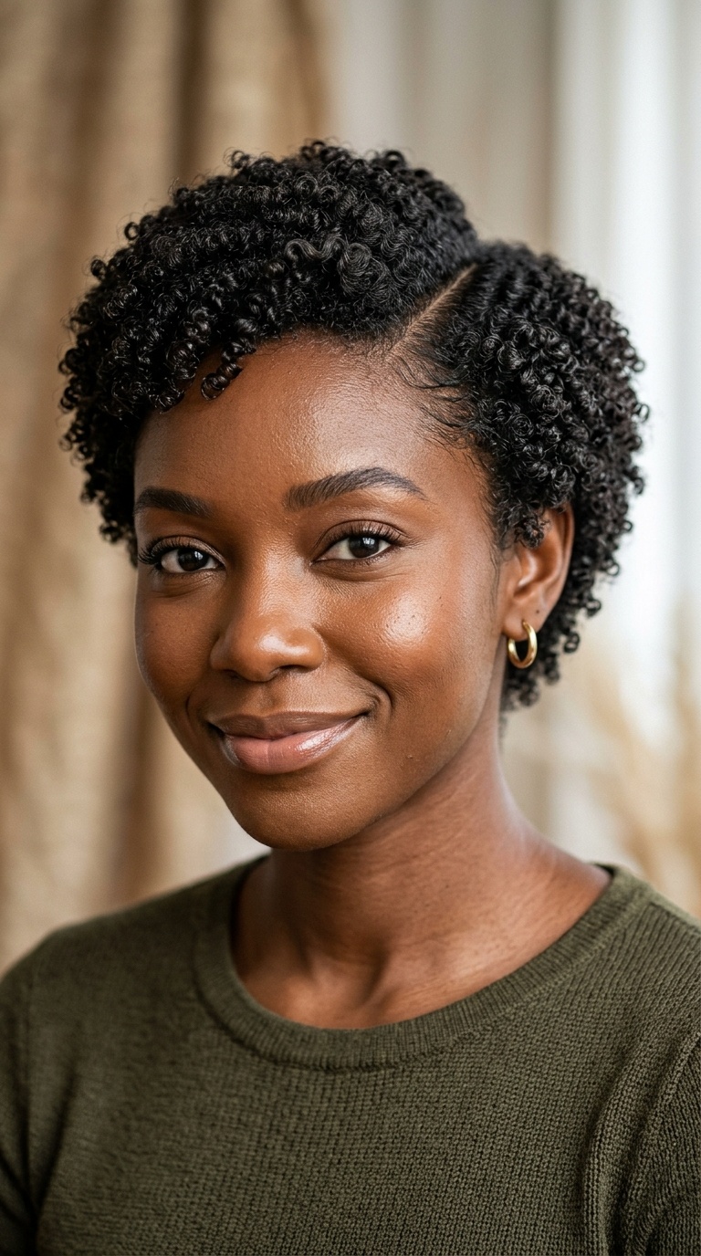 Side-Parted Teeny Weeny Afro (TWA)