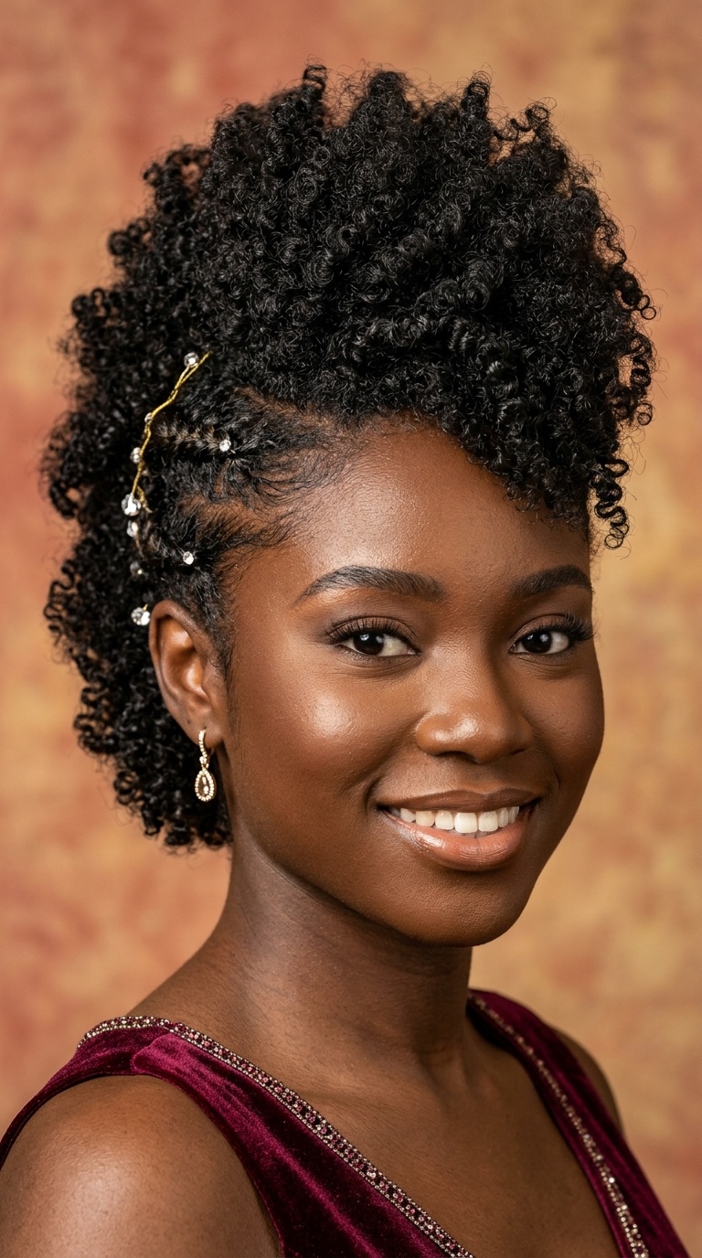Side-Pinned Curly Frohawk