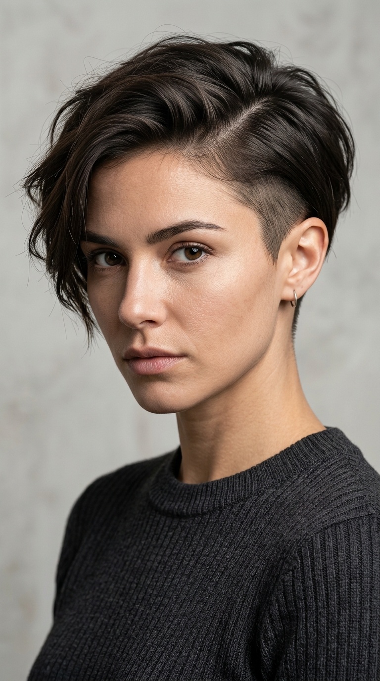 Side-Shaved Undercut with Long Pixie