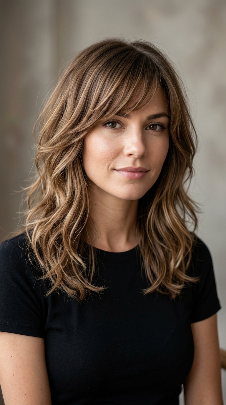 Side-Swept Bangs and Cascading Layers