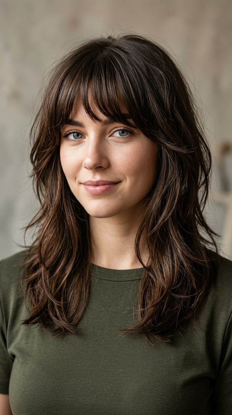 Side-Swept Bangs and Tapered Layers