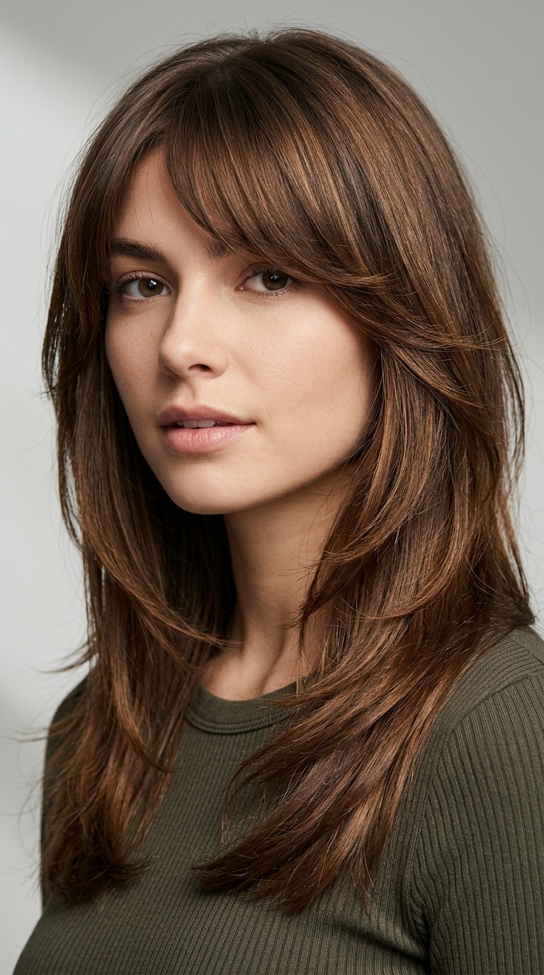 Side-Swept Bangs with Cascading Layers
