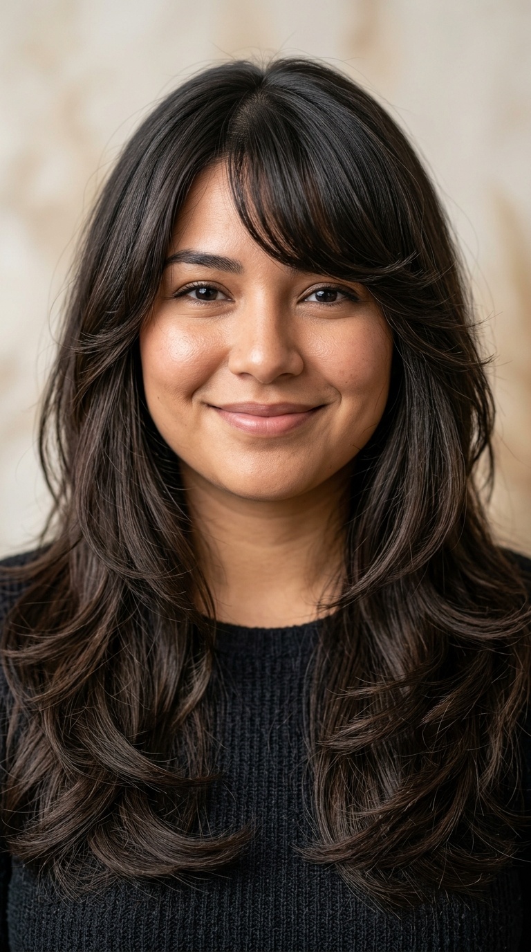 Side-Swept Bangs with Cascading Layers