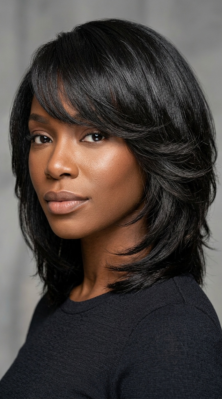 Side-Swept Bangs with Feathered Layers