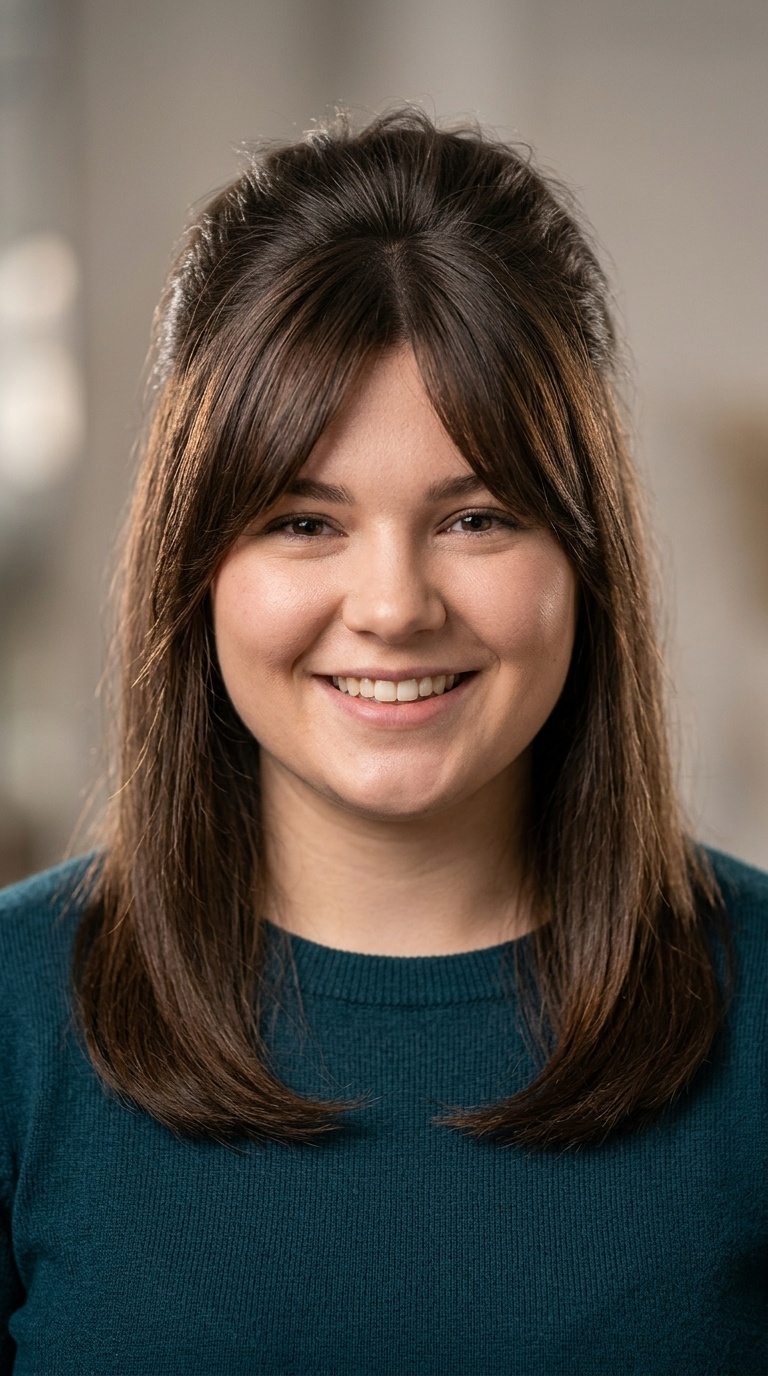 Side-Swept Bangs with High-Volume Crown