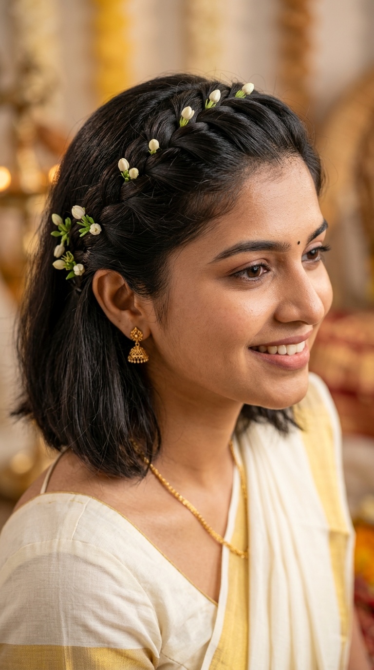 Side-Swept Braid with Buds