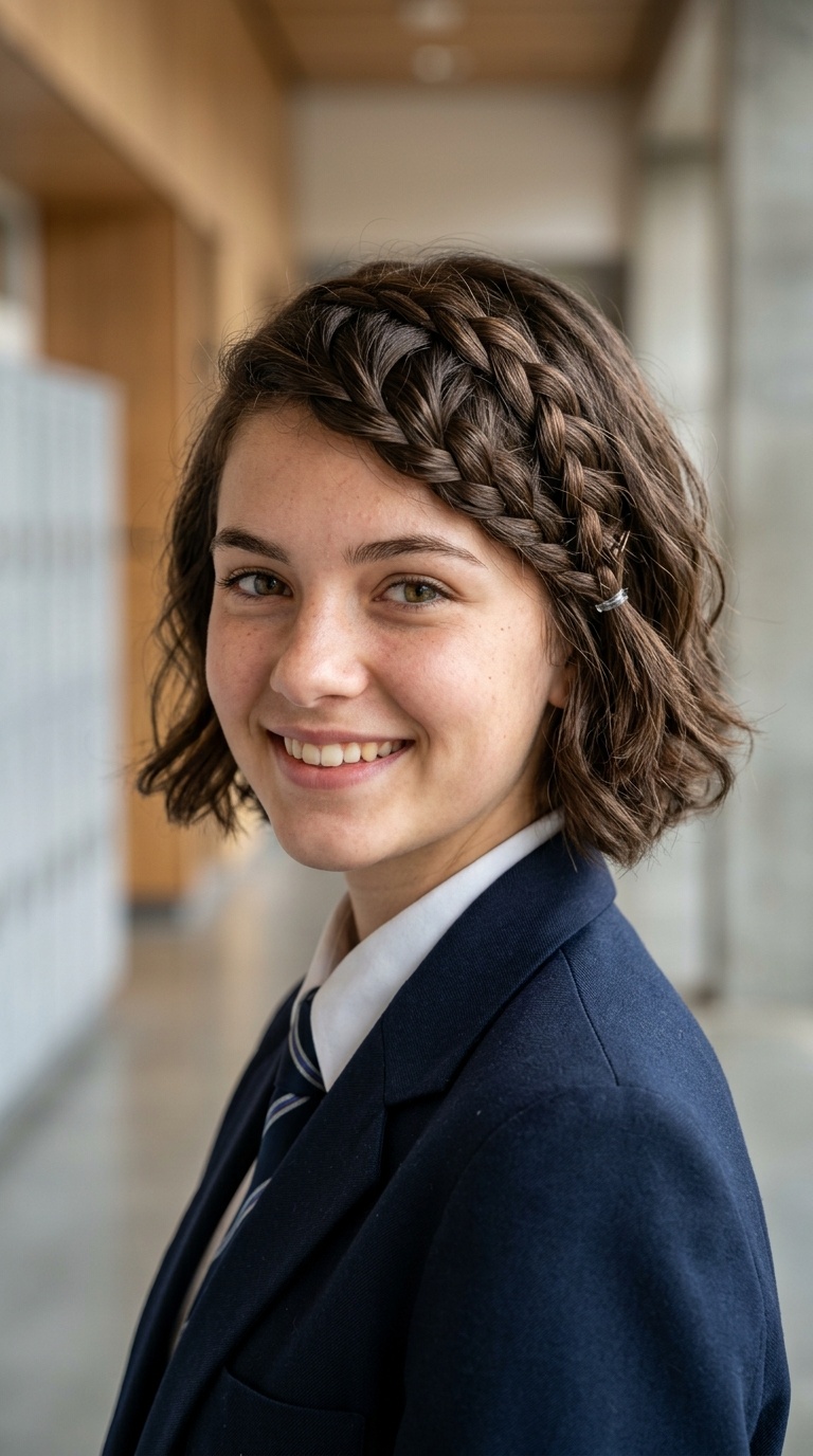 Side-Swept Braided Bangs