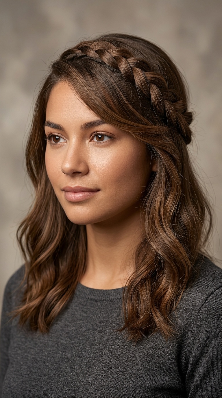Side-Swept Braided Bangs