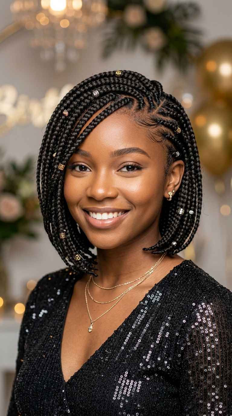 Side-Swept Braided Bob