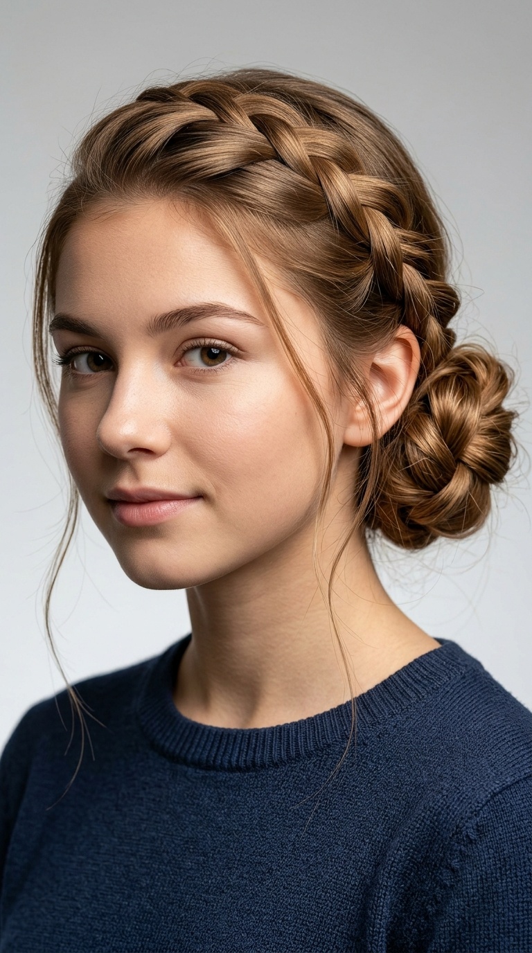 Side-Swept Braided Bun