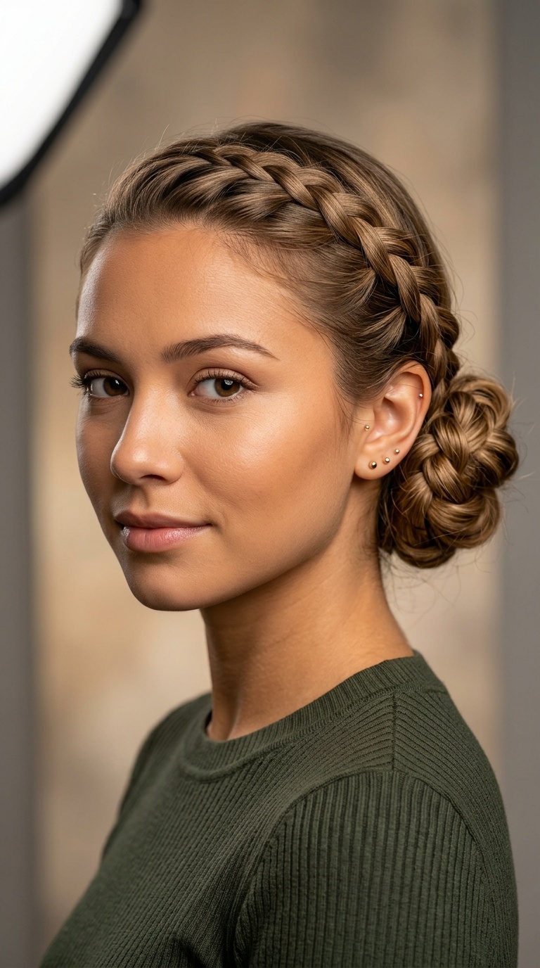 Side-Swept Braided Bun