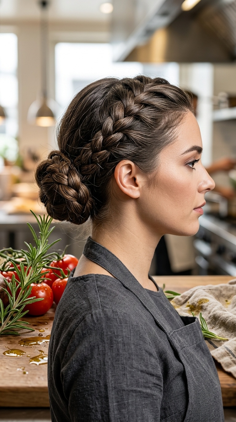 Side-Swept Braided Bun