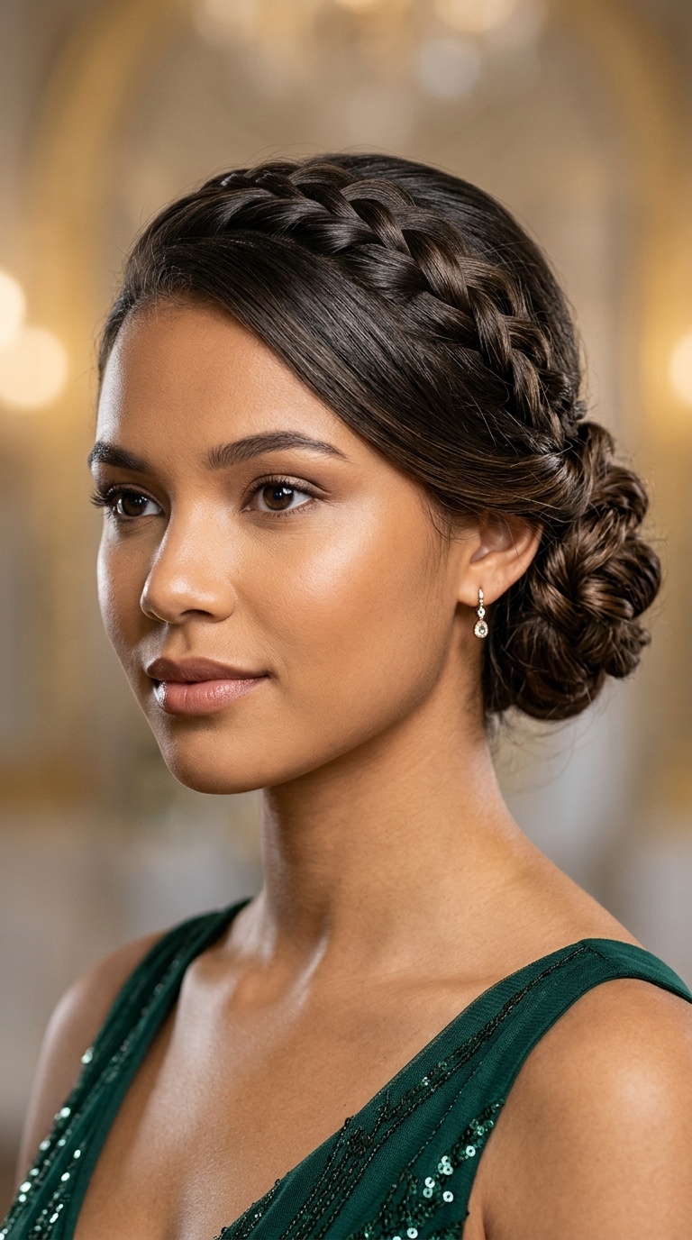 Side-Swept Braided Bun