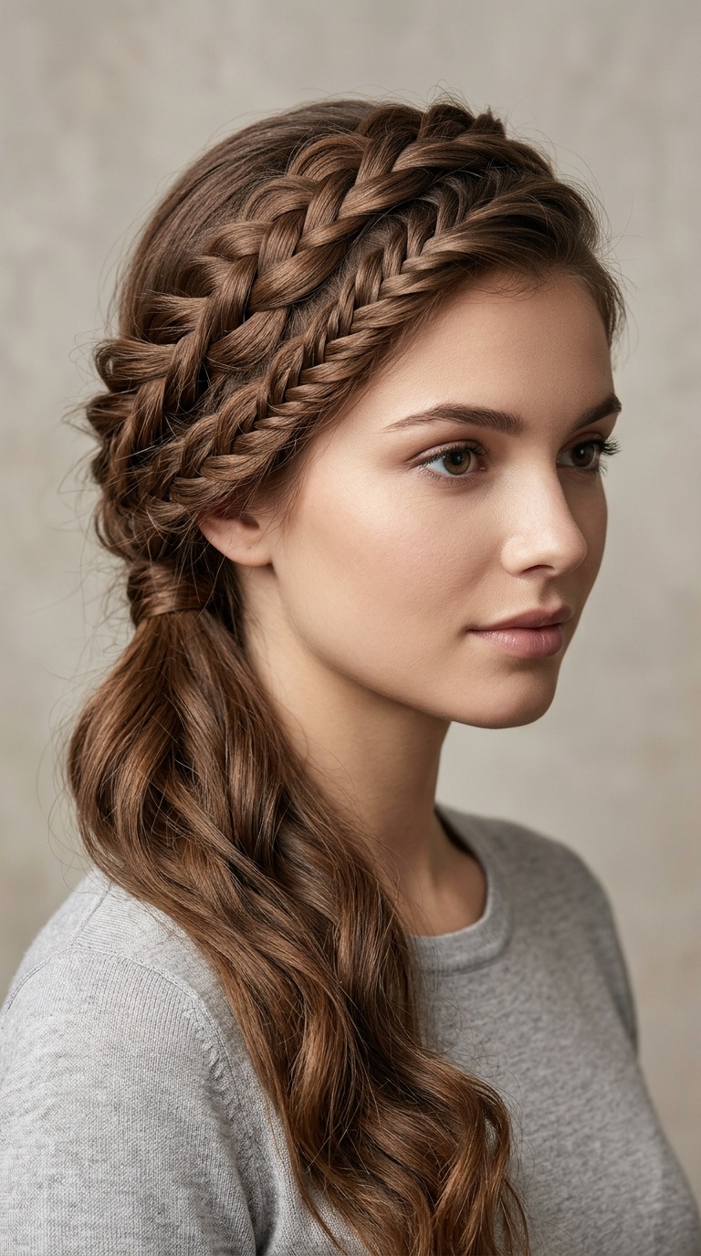 Side-Swept Braided Crown
