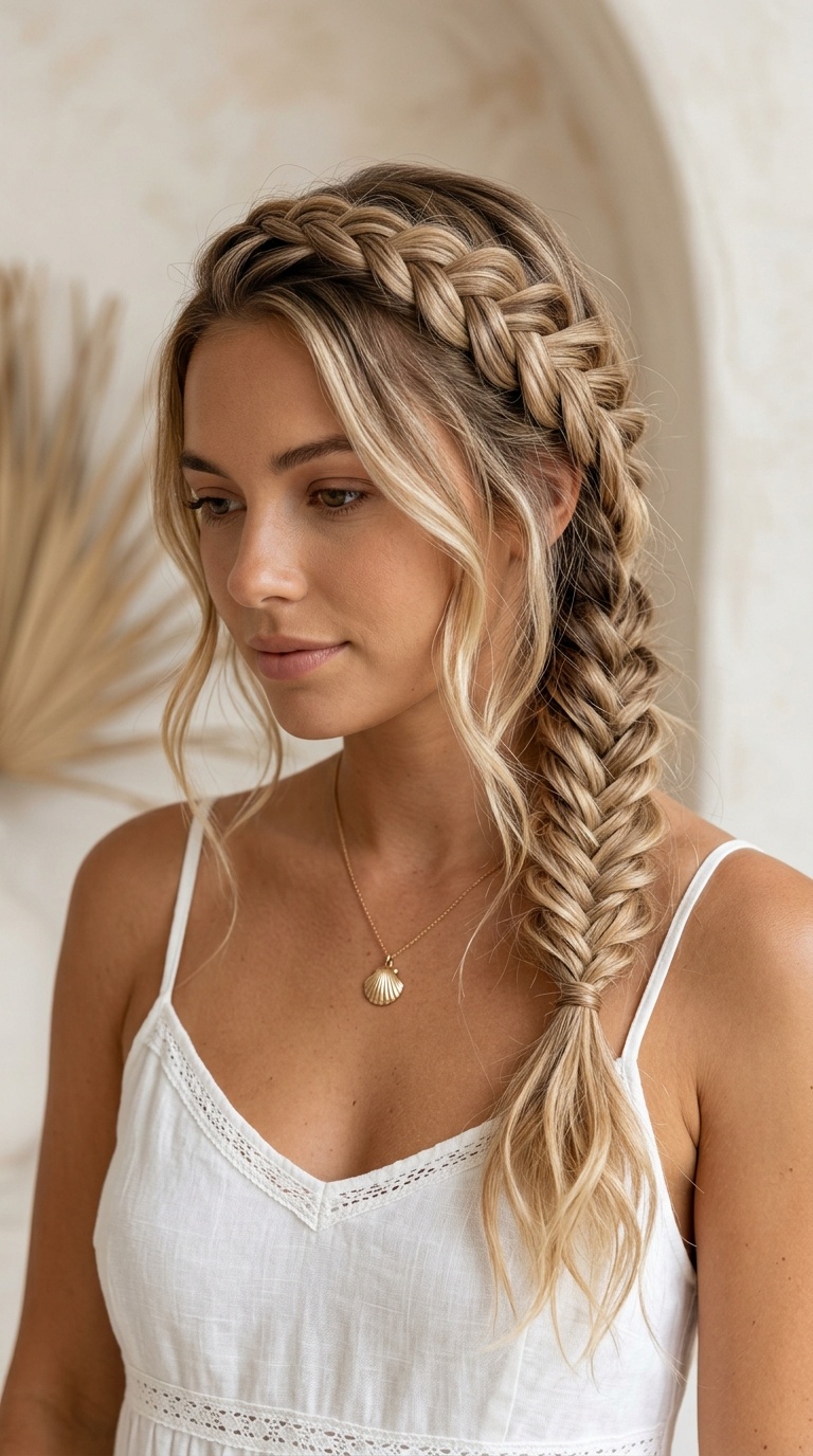 Side-Swept Braided Crown