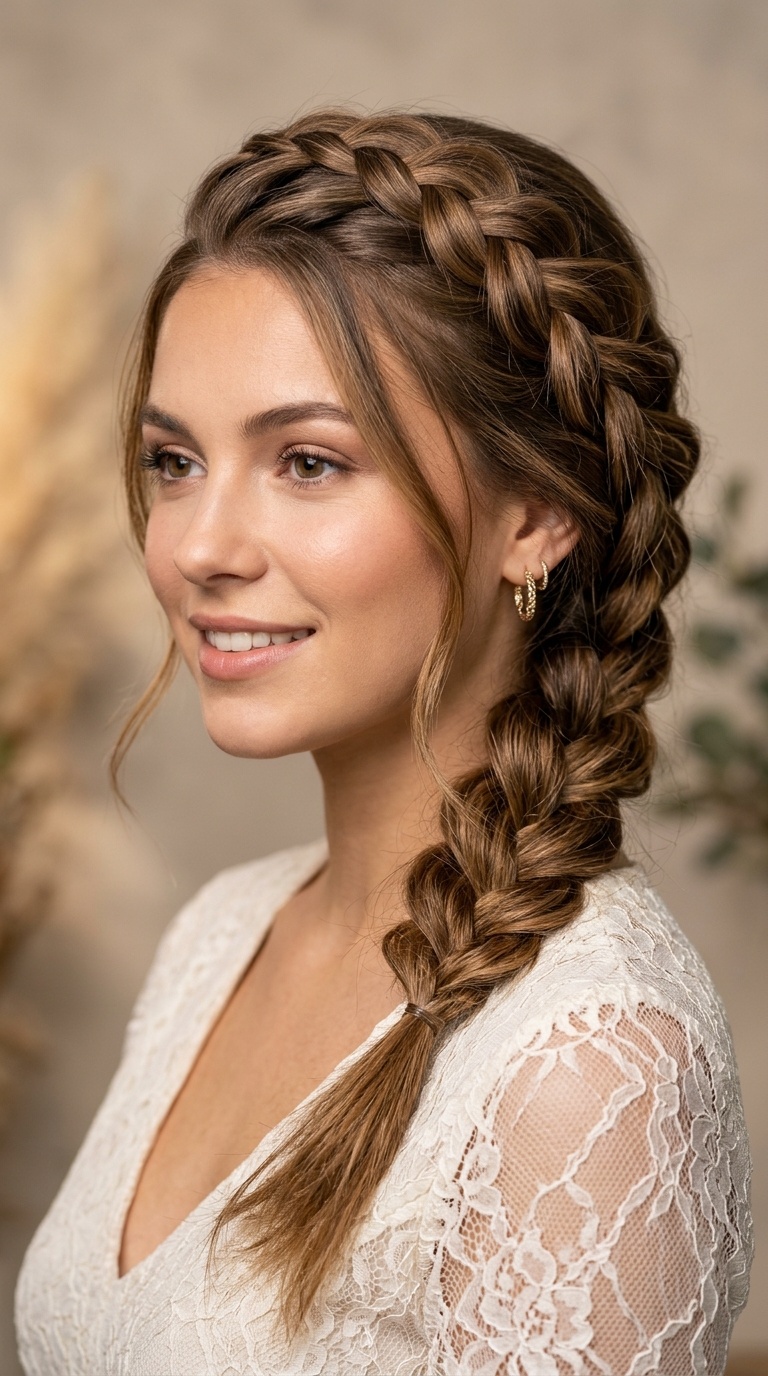 Side-Swept Braided Crown