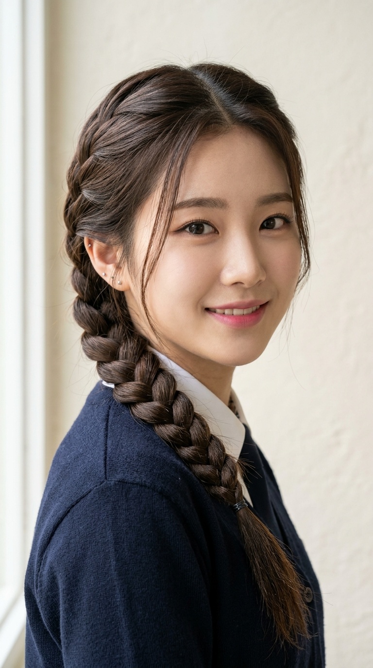 Side-Swept Braided Pigtails
