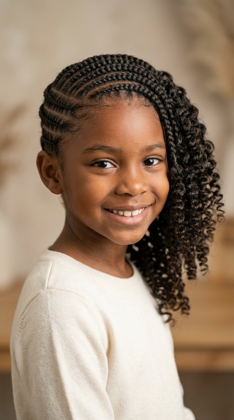 Side-Swept Braids with Curls