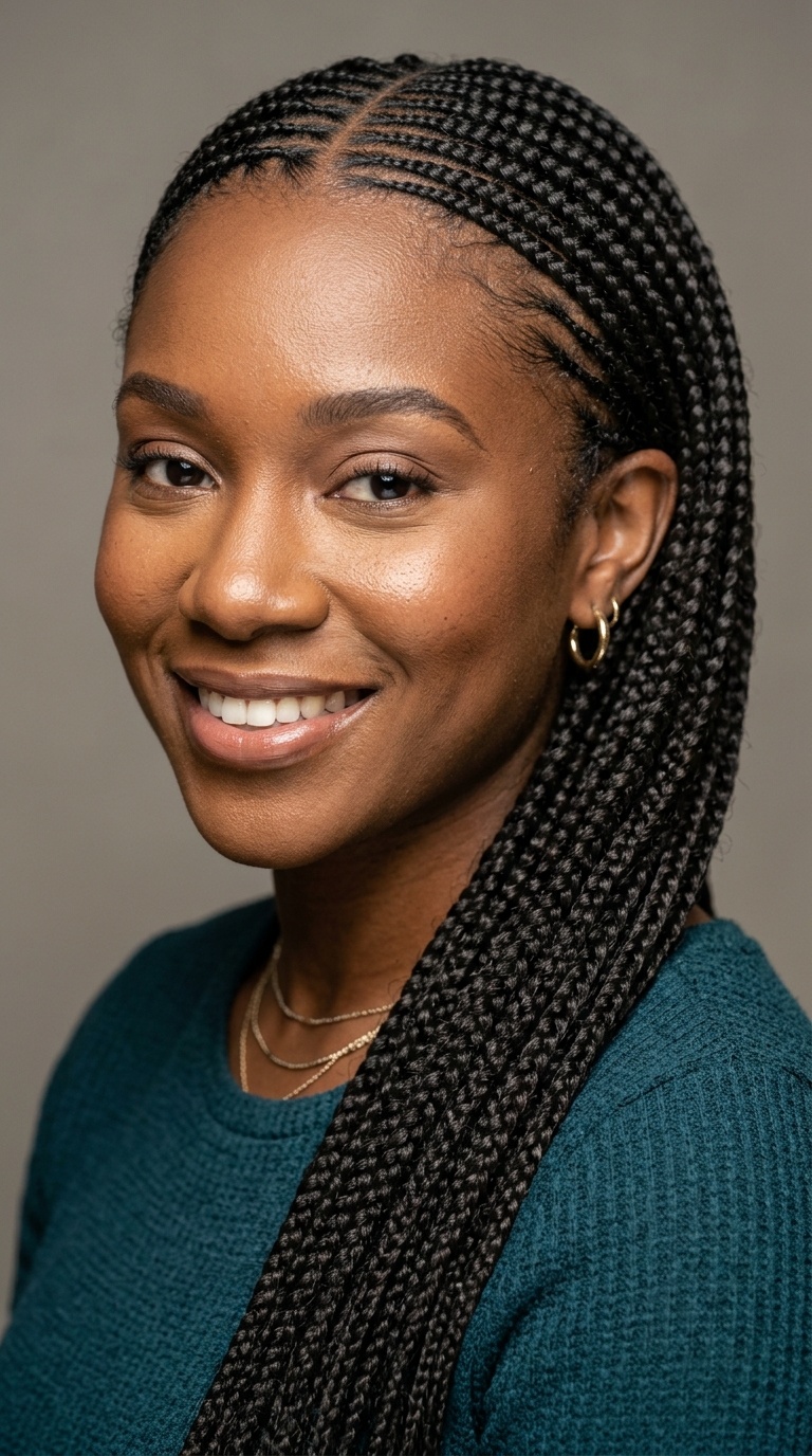 Side-Swept Braids with Feed-In Method